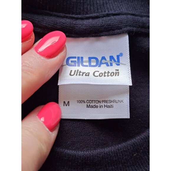 Native American Horse Graphic Black T-Shirt M Gildan Cotton 1990s Vintage Unisex - Picture 6 of 9